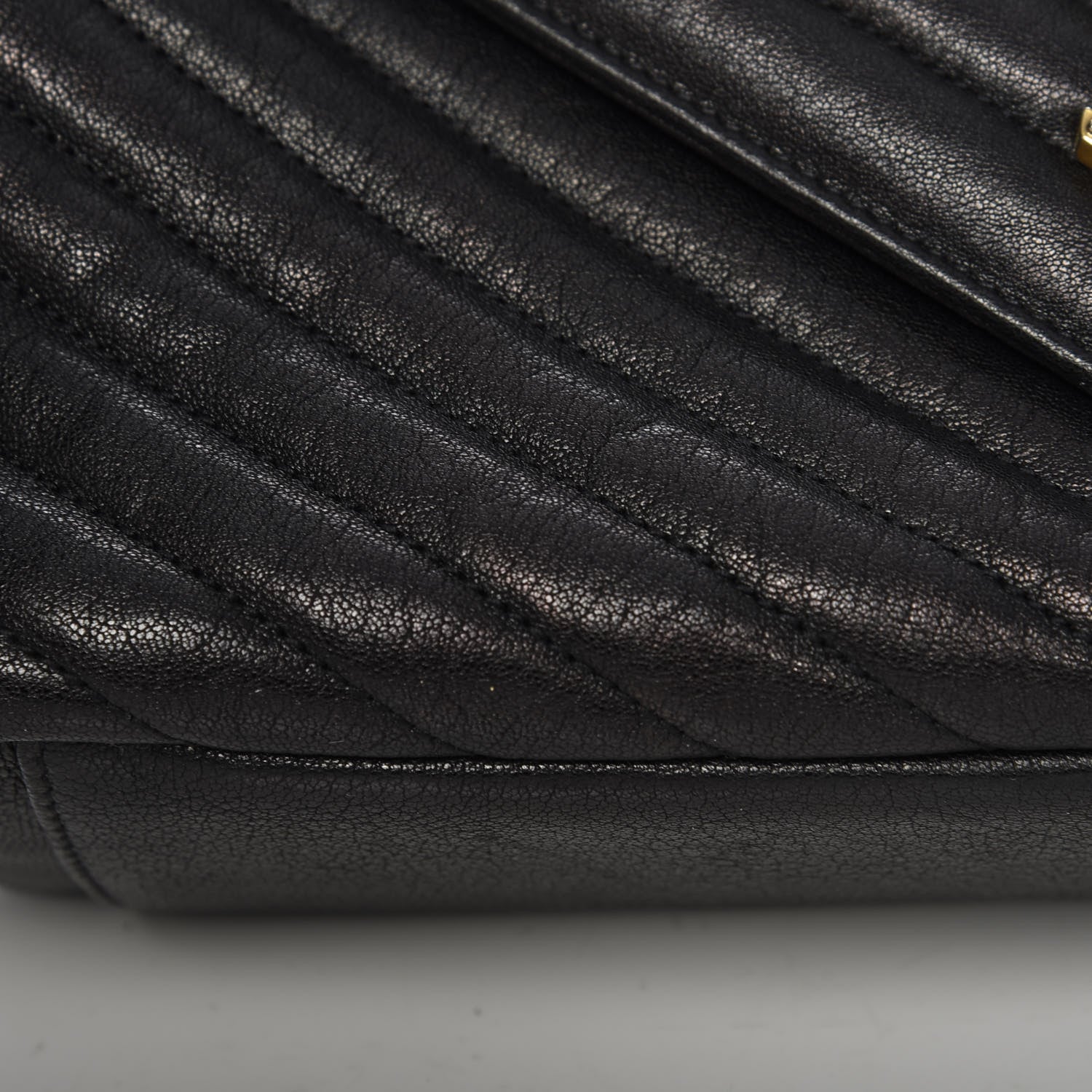 Saint Laurent Sheepskin Matelasse Chevron Monogram Large College Satchel Black 11 of 13