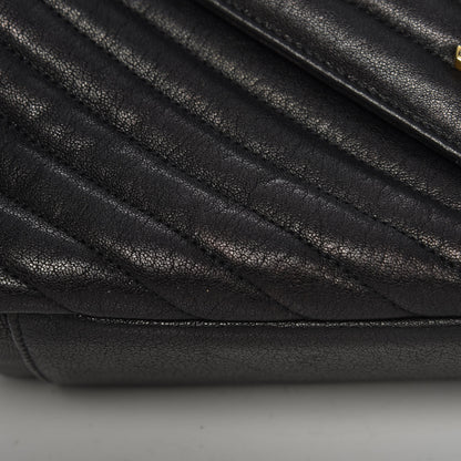 Saint Laurent Sheepskin Matelasse Chevron Monogram Large College Satchel Black 11 of 13
