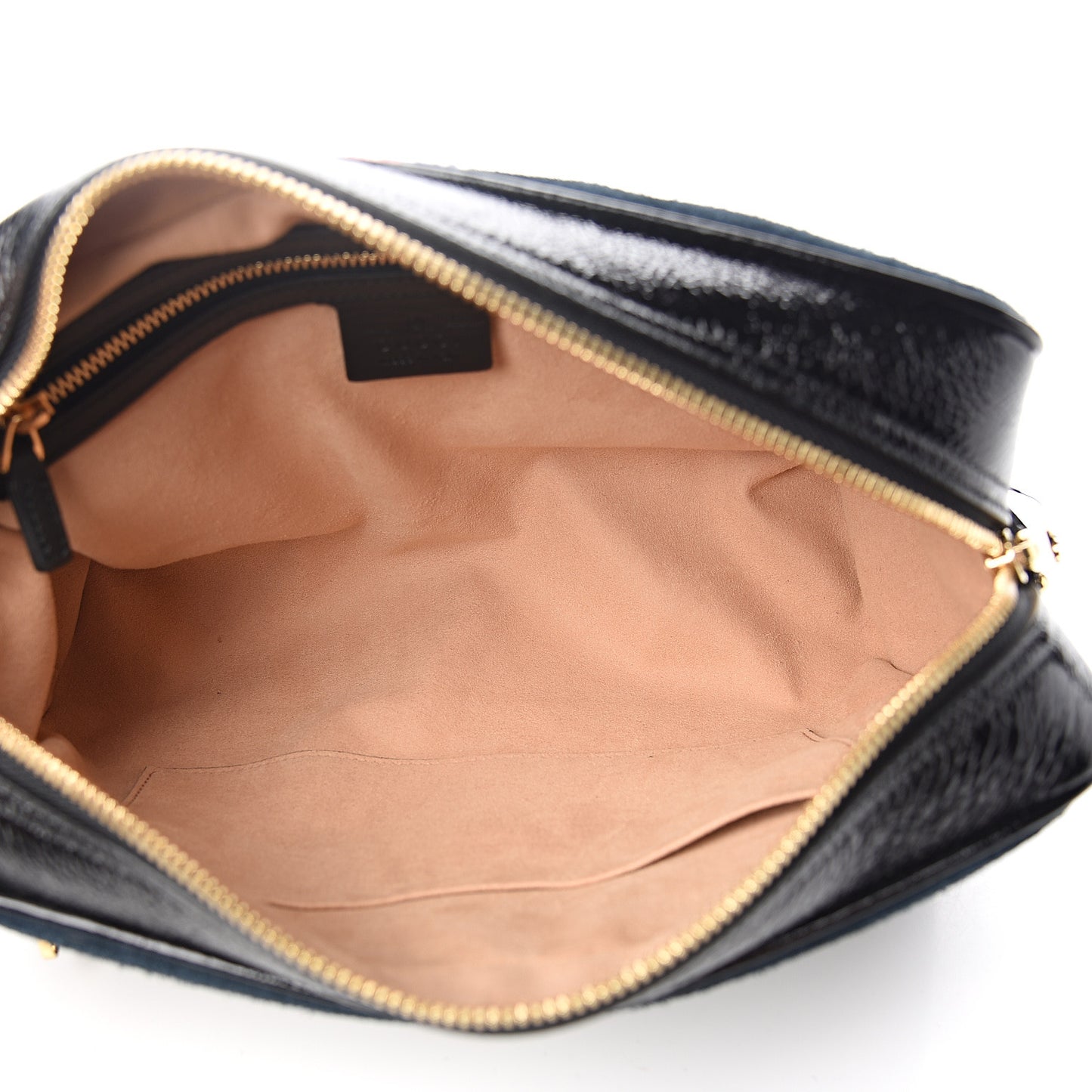 Suede Patent Web Small Ophidia Shoulder Bag Blue Black