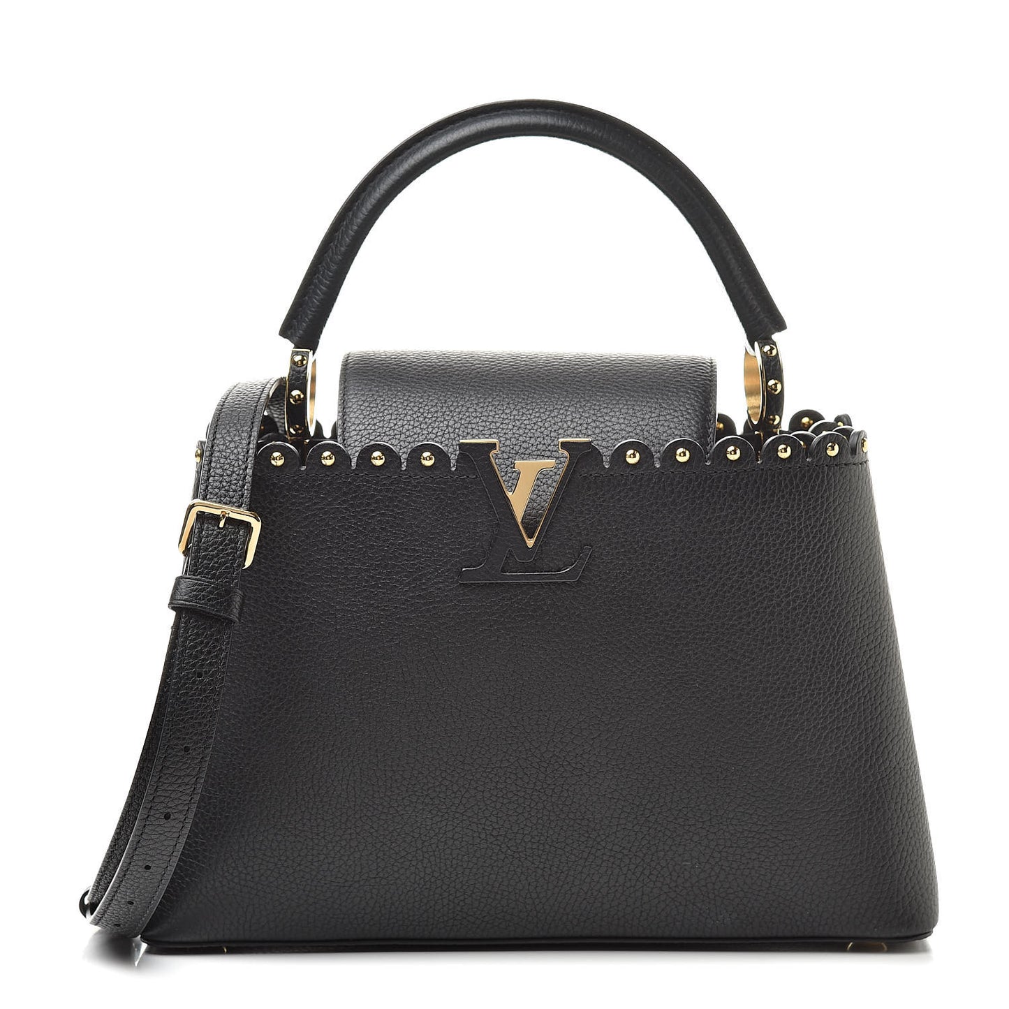 Taurillon Studded Capucines PM Black