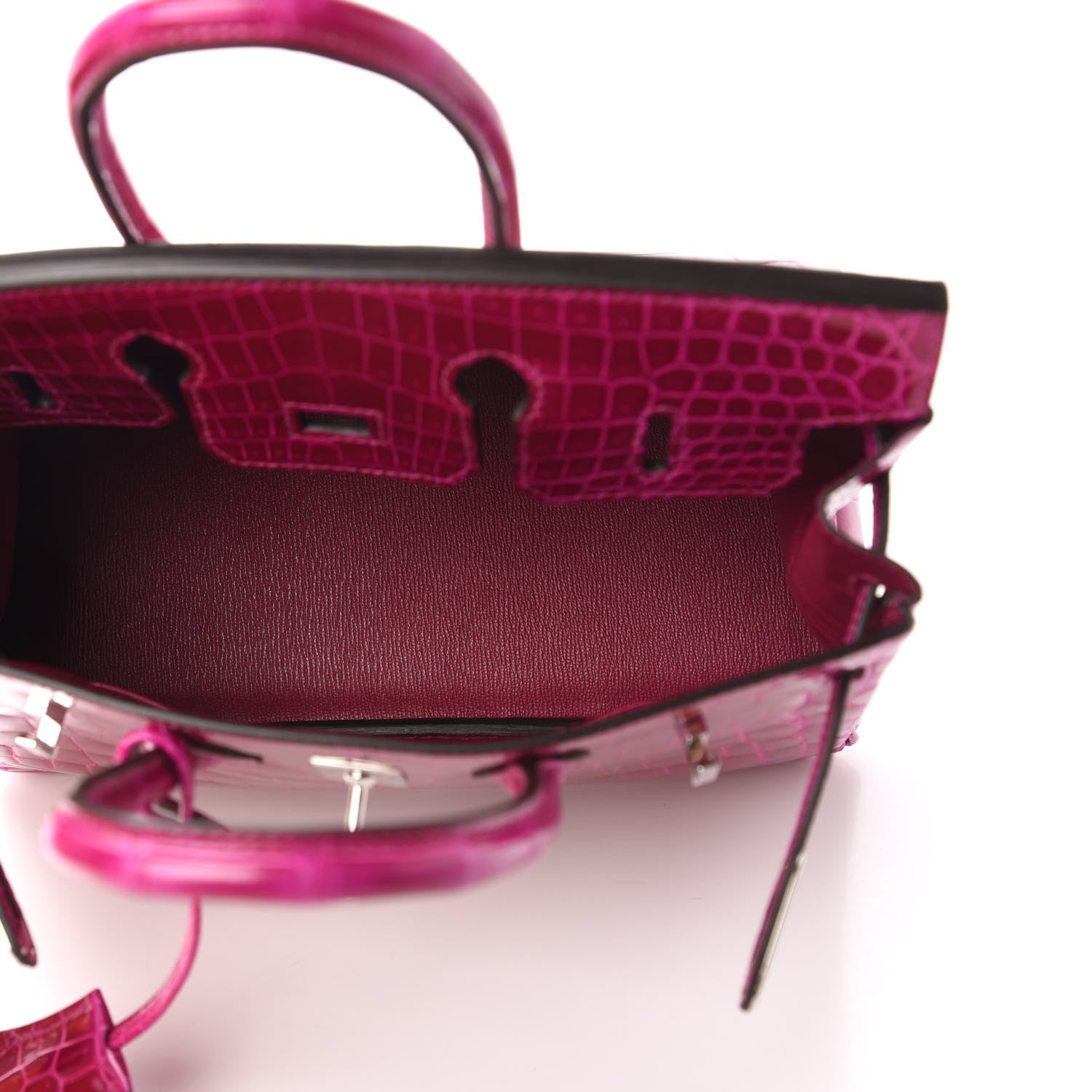 Hermes Shiny Niloticus Crocodile Birkin 25 Rose Scheherazade 15 of 32