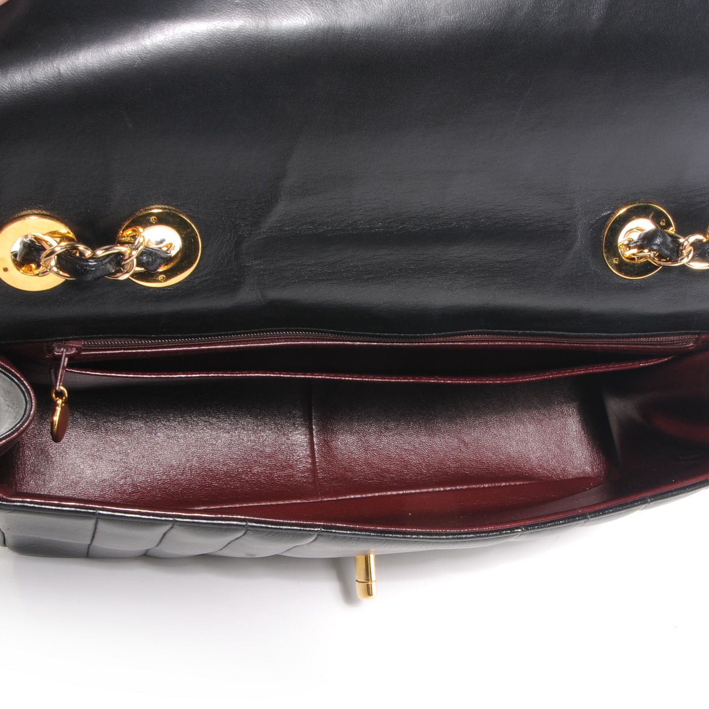 Lambskin Vertical Quilt Jumbo Flap Black