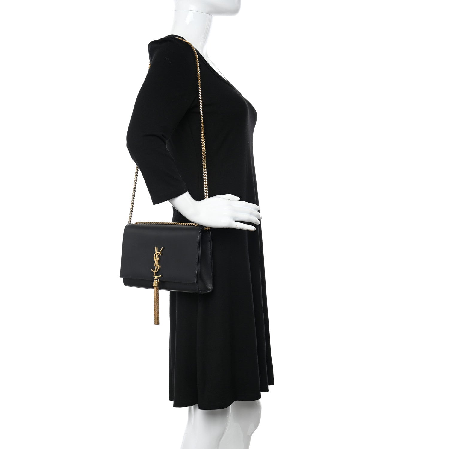 Saint Laurent Smooth Calfskin Medium Classic Monogram Kate Tassel Satchel Black 2 of 12