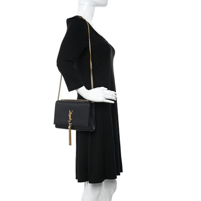Saint Laurent Smooth Calfskin Medium Classic Monogram Kate Tassel Satchel Black 2 of 12