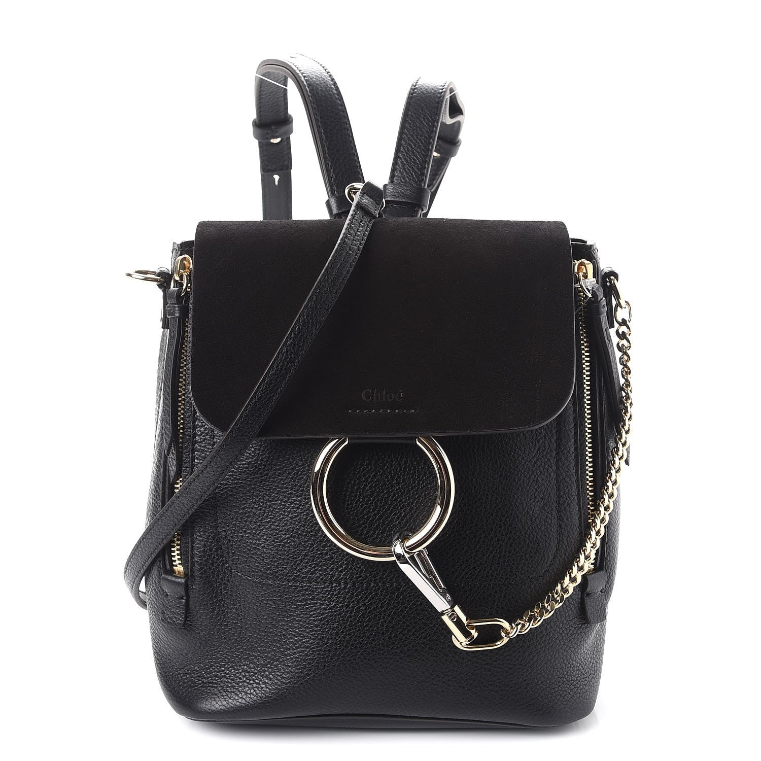 Chloe Suede Calfskin Small Faye Backpack Black 1 of 8