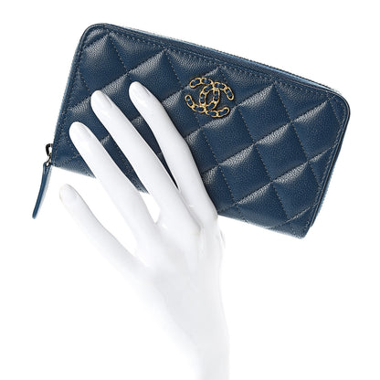 Chanel Lambskin Quilted 19 Small Zip Around Wallet Blue 2 of 9