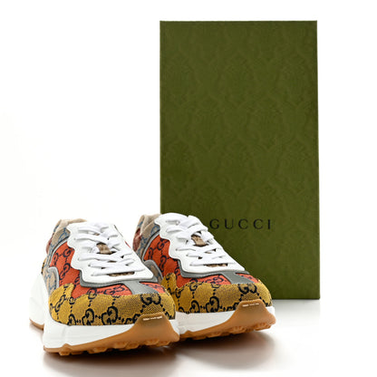 Gucci Monogram Multicolor Demetra Womens Rhyton Sneakers 38 Yellow Blue Great White Tabasco 9 of 9