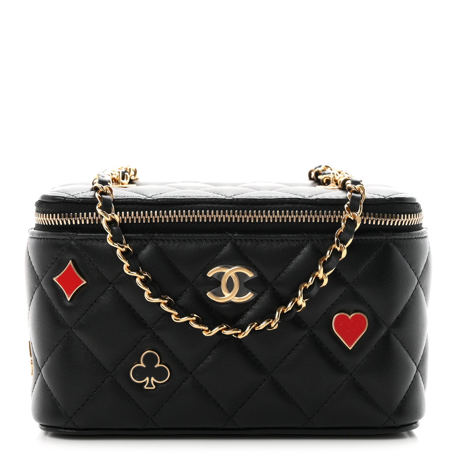 Chanel Lambskin Quilted Enamel Coco Casino Small Vanity Case With Chain Black 1 of 10