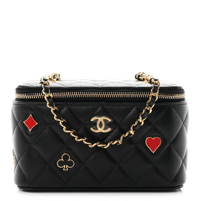 Chanel Lambskin Quilted Enamel Coco Casino Small Vanity Case With Chain Black 1 of 10