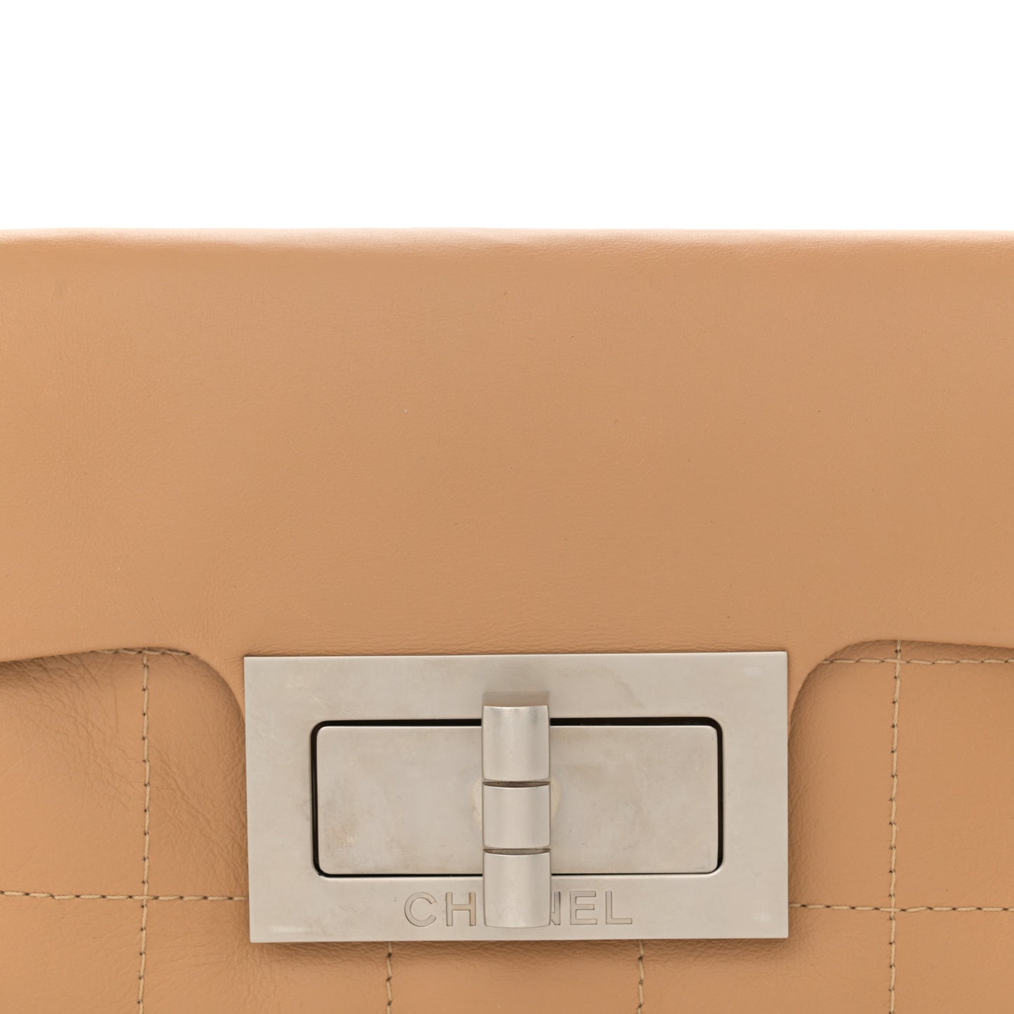 Lambskin Mademoiselle Chocolate Bar Shoulder Bag Beige