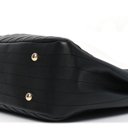 Chanel Iridescent Calfskin Chevron Quilted Shopping Tote Black 10 of 10