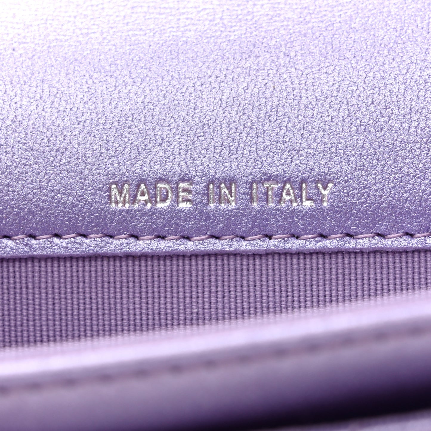Metallic Lambskin Quilted Flap Card Holder Wallet Purple