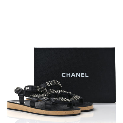 Chanel Lambskin Chain Sandals 40 Black 8 of 8