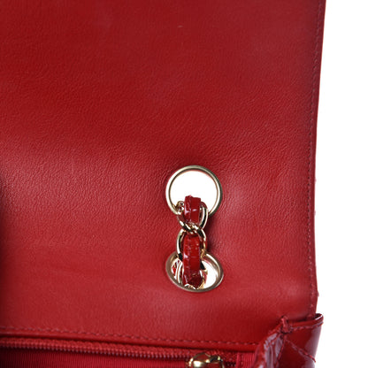 Chanel Patent Calfskin Quilted Valentine Charms Medium Single Flap Red 10 of 10