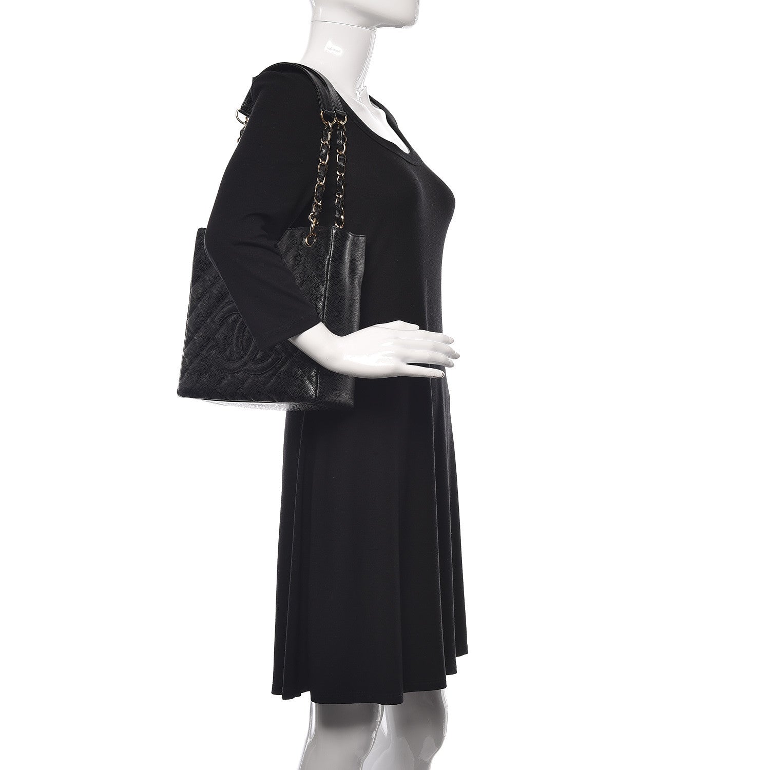 Chanel Caviar Quilted Petit Shopping Tote PST Black 2 of 10