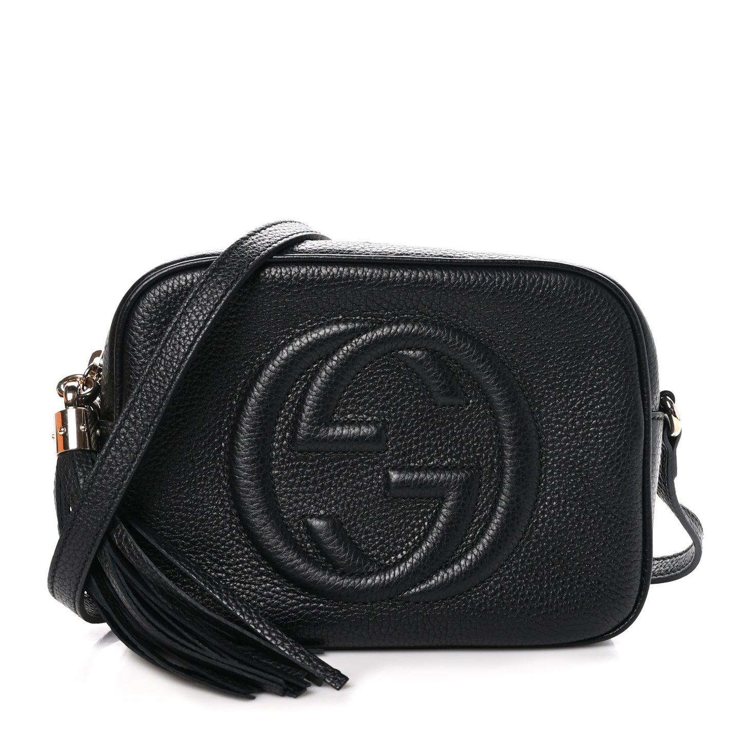 Pebbled Calfskin Small Soho Disco Bag Black