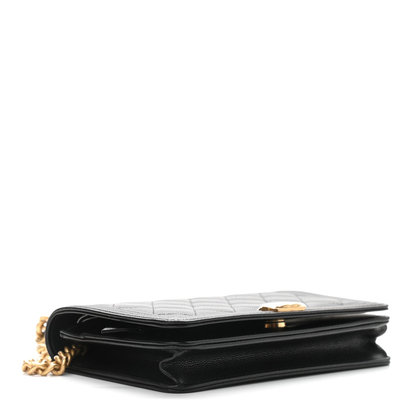 Caviar Quilted Boy Wallet On Chain WOC Black