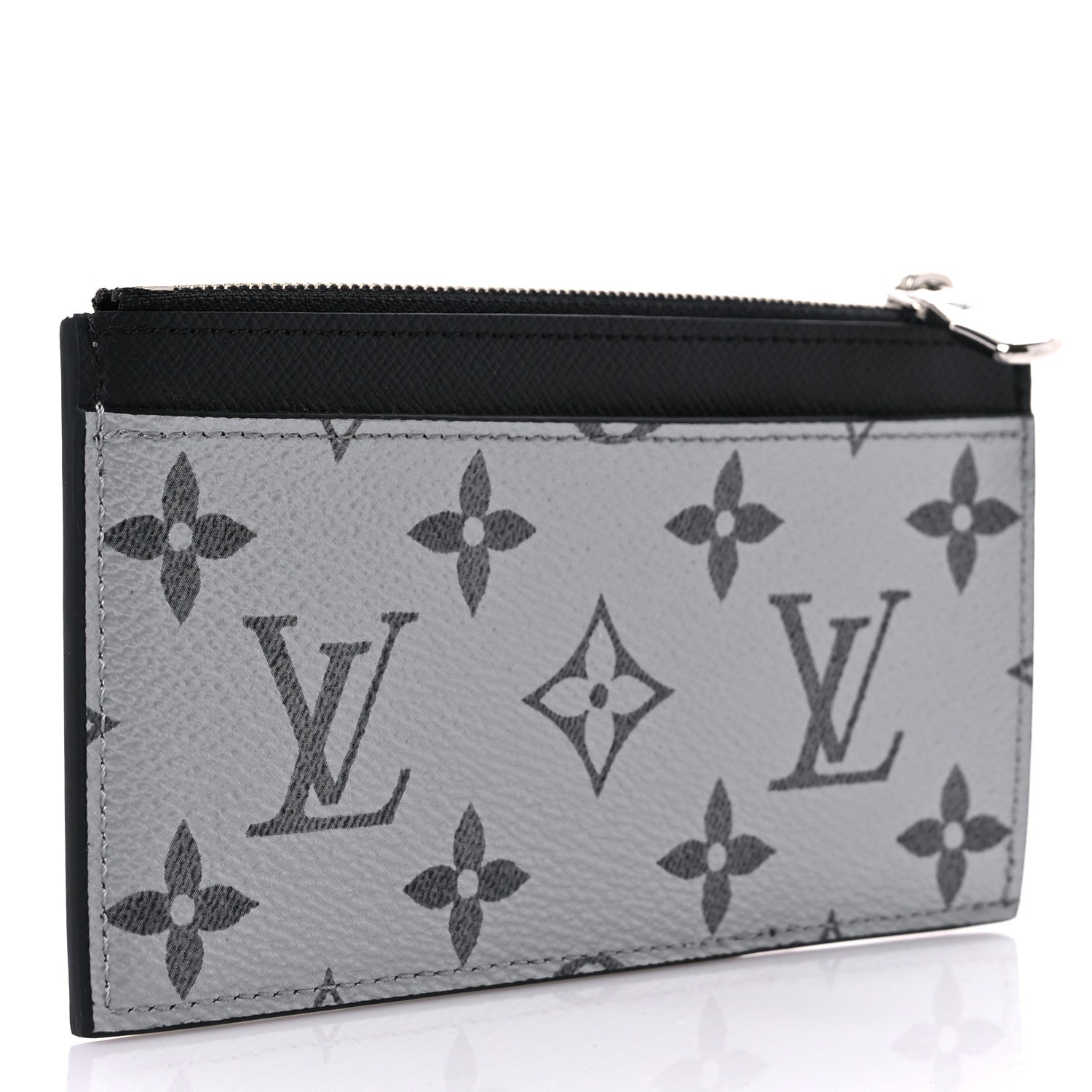 Louis Vuitton Metallic Taigarama Coin Card Holder Gunmetal Grey Black 3 of 6