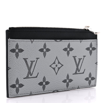 Louis Vuitton Metallic Taigarama Coin Card Holder Gunmetal Grey Black 3 of 6