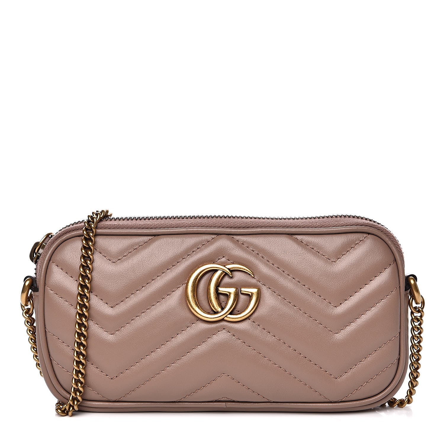 Gucci Calfskin Matelasse Mini GG Marmont Chain Crossbody Bag Porcelain Rose 1 of 14