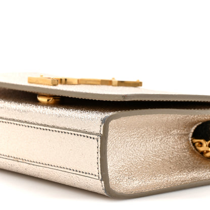 Saint Laurent Metallic Calfskin Small Classic Monogram Kate Satchel Platine 17 of 29