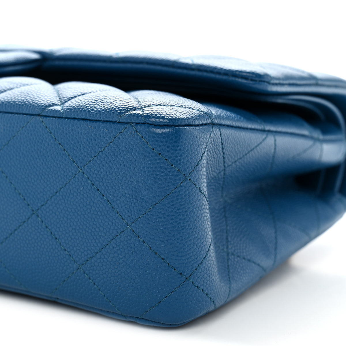 Chanel Caviar Quilted Medium Double Flap Blue 10 of 12