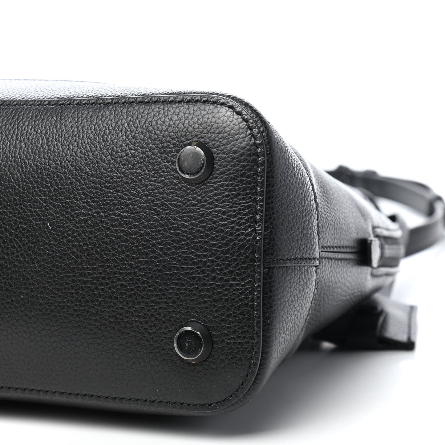 Supple Calfskin Rivet Small Ville Top Handle Bag Black
