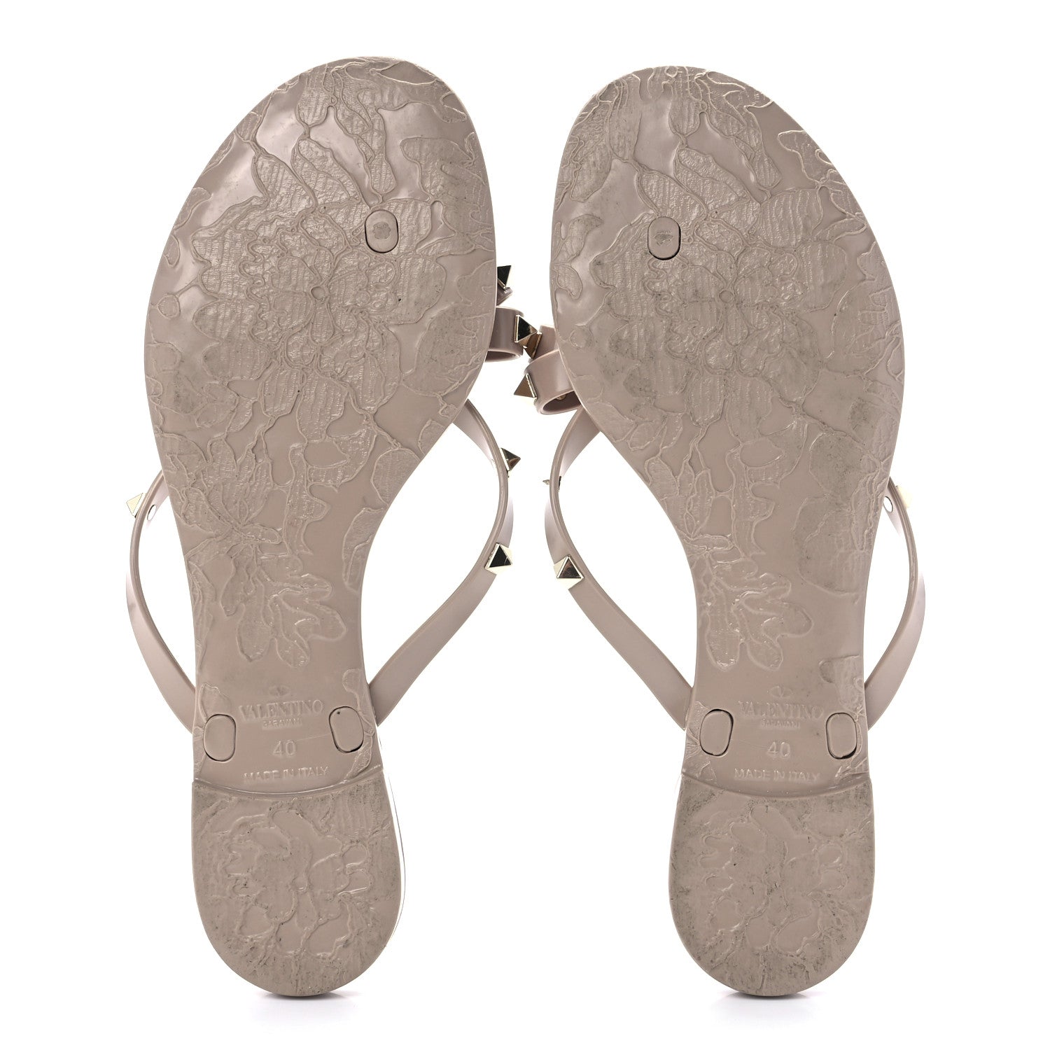 Valentino Garavani PVC Jelly Rockstud Bow Thong Sandals 40 Poudre 5 of 8