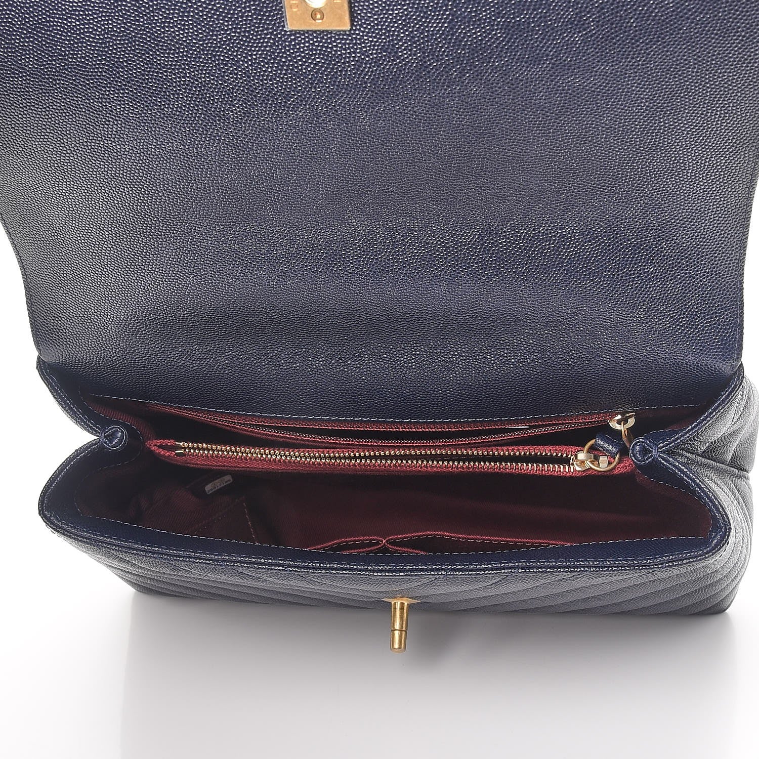 Chanel Caviar Chevron Quilted Small Coco Handle Flap Navy 6 of 11