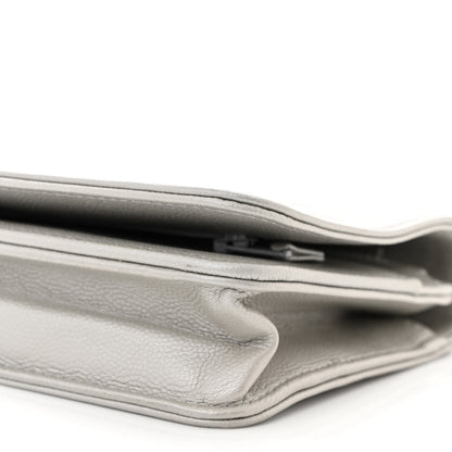 Chanel Metallic Caviar Quilted Boy Wallet On Chain WOC Silver 11 of 13