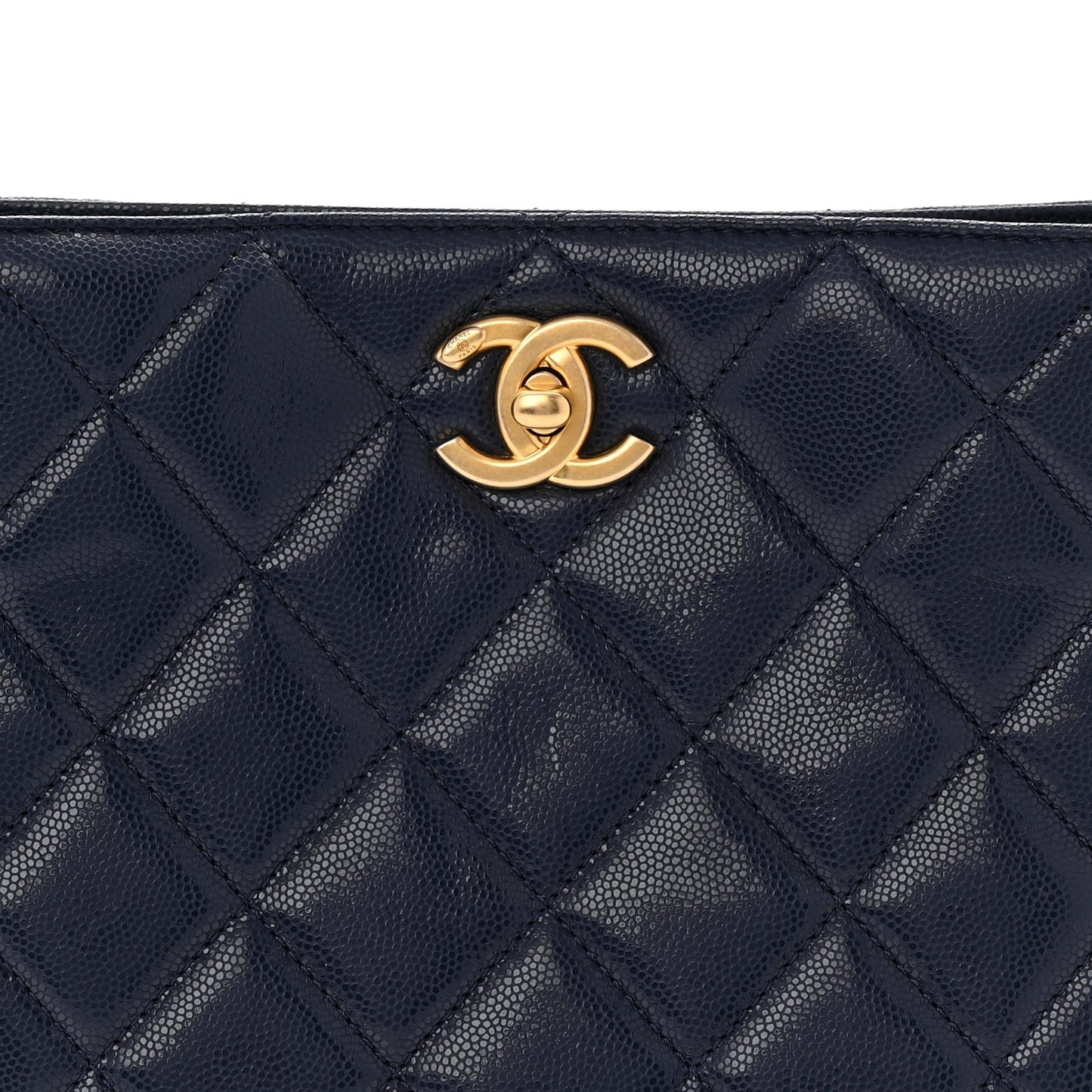Caviar Quilted Twist Your Buttons Hobo Navy Blue