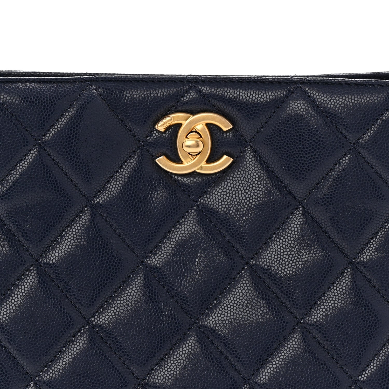 Chanel Caviar Quilted Twist Your Buttons Hobo Navy Blue 8 of 10