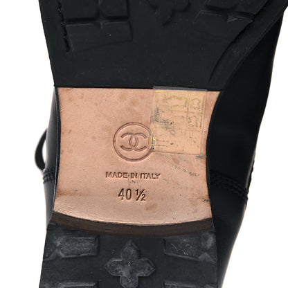 Chanel Calfskin Quilted Lace Up Combat Boots 40.5 Black 7 of 17