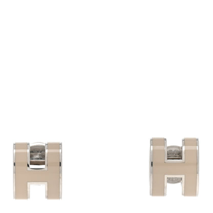 Hermes Palladium Lacquered Mini Pop H Earrings Marron Glace 1 of 5