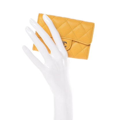 Chanel Caviar Quilted Flap Card Holder Yellow 2 of 9