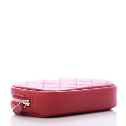 Chanel Caviar Quilted Small Curvy Pouch Cosmetic Case Dark Red 4 of 8