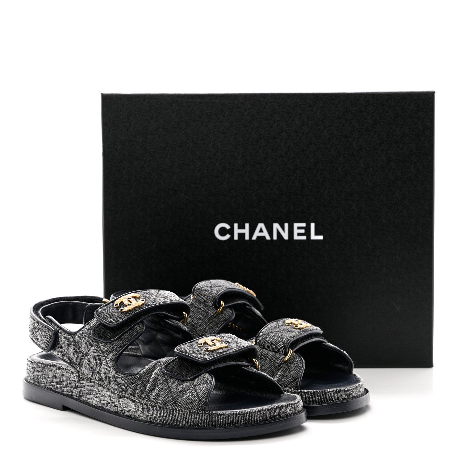 Chanel Denim Quilted Dad Sandals 37.5 Grey 11 of 11