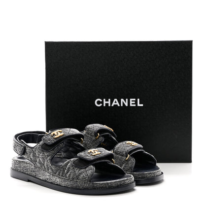 Chanel Denim Quilted Dad Sandals 37.5 Grey 11 of 11