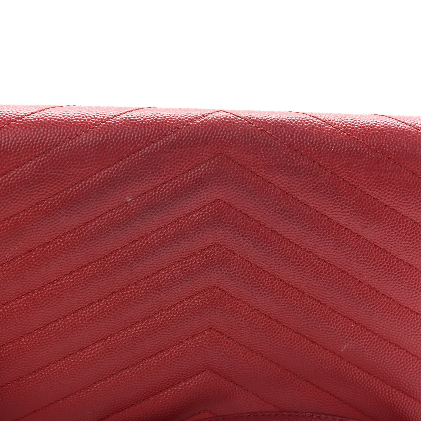 Grain De Poudre Matelasse Chevron Monogram Envelope Chain Wallet New Red