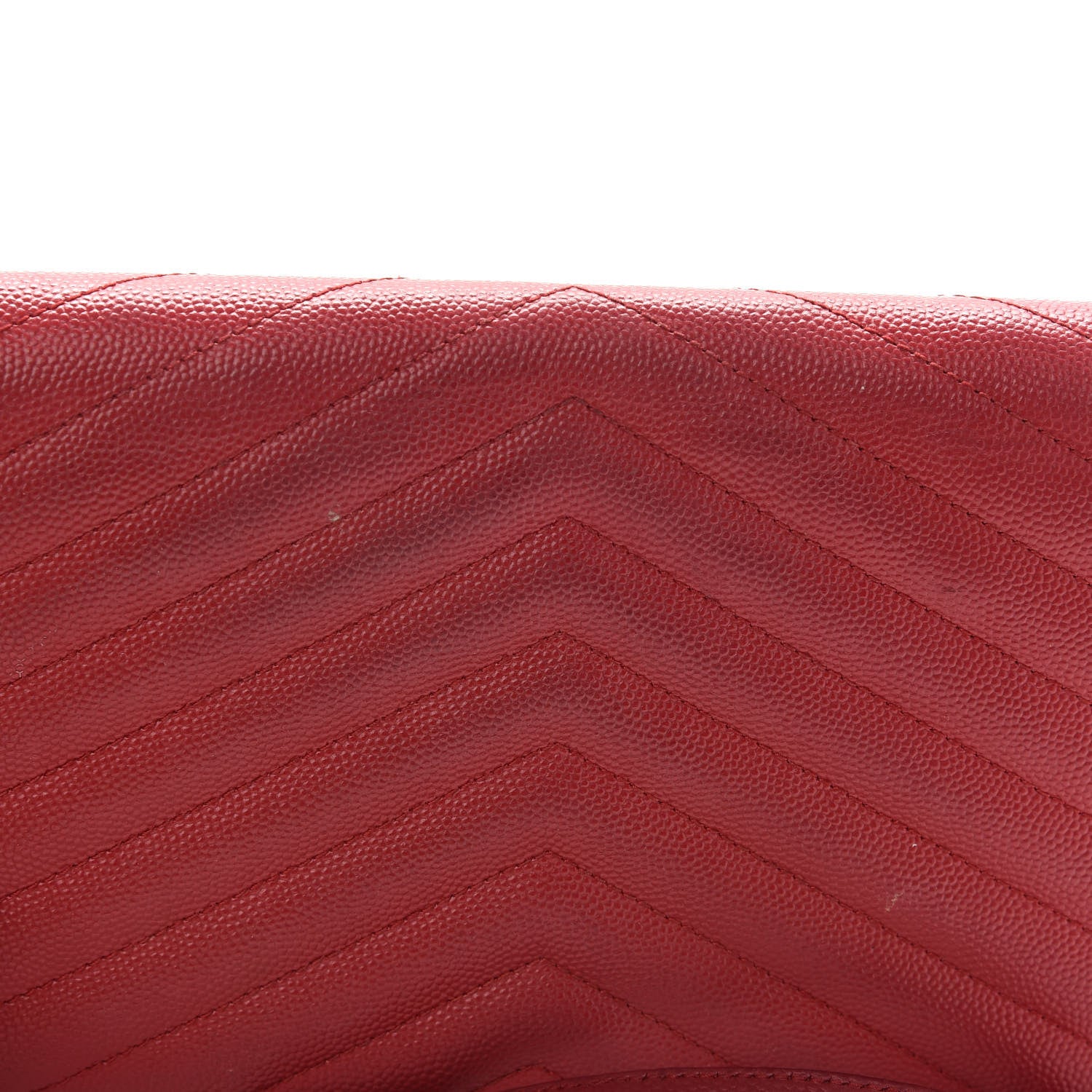 Saint Laurent Grain De Poudre Matelasse Chevron Monogram Envelope Chain Wallet New Red 13 of 19