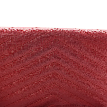 Saint Laurent Grain De Poudre Matelasse Chevron Monogram Envelope Chain Wallet New Red 13 of 19