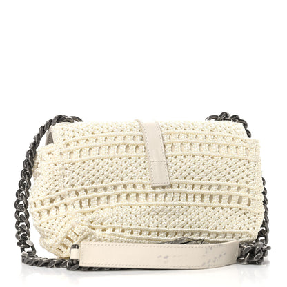 Saint Laurent Calfskin Crochet Baby Monogram Chain Satchel White 3 of 11