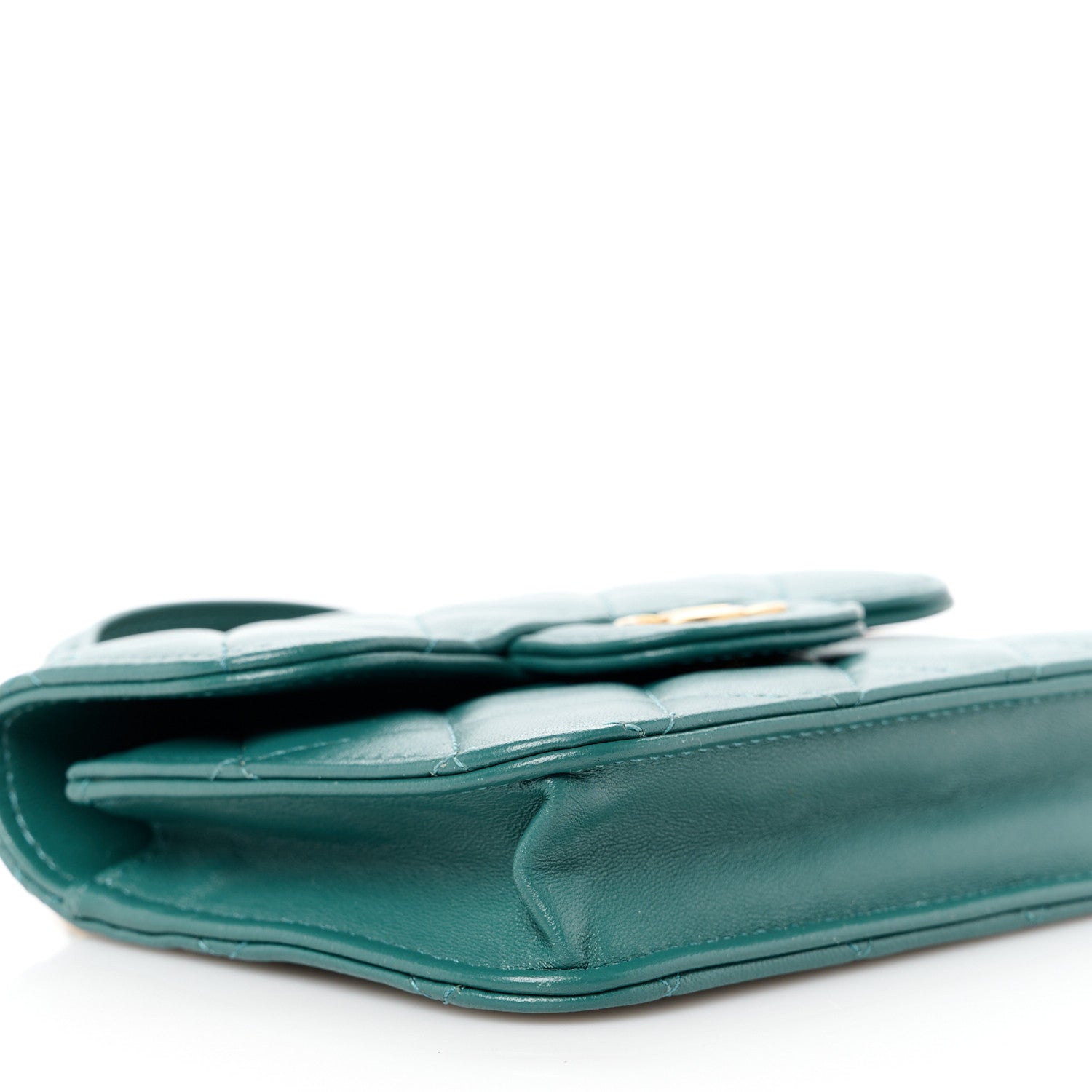 Chanel Lambskin Quilted Top Handle Flap Coin Purse With Chain Green 9 of 10