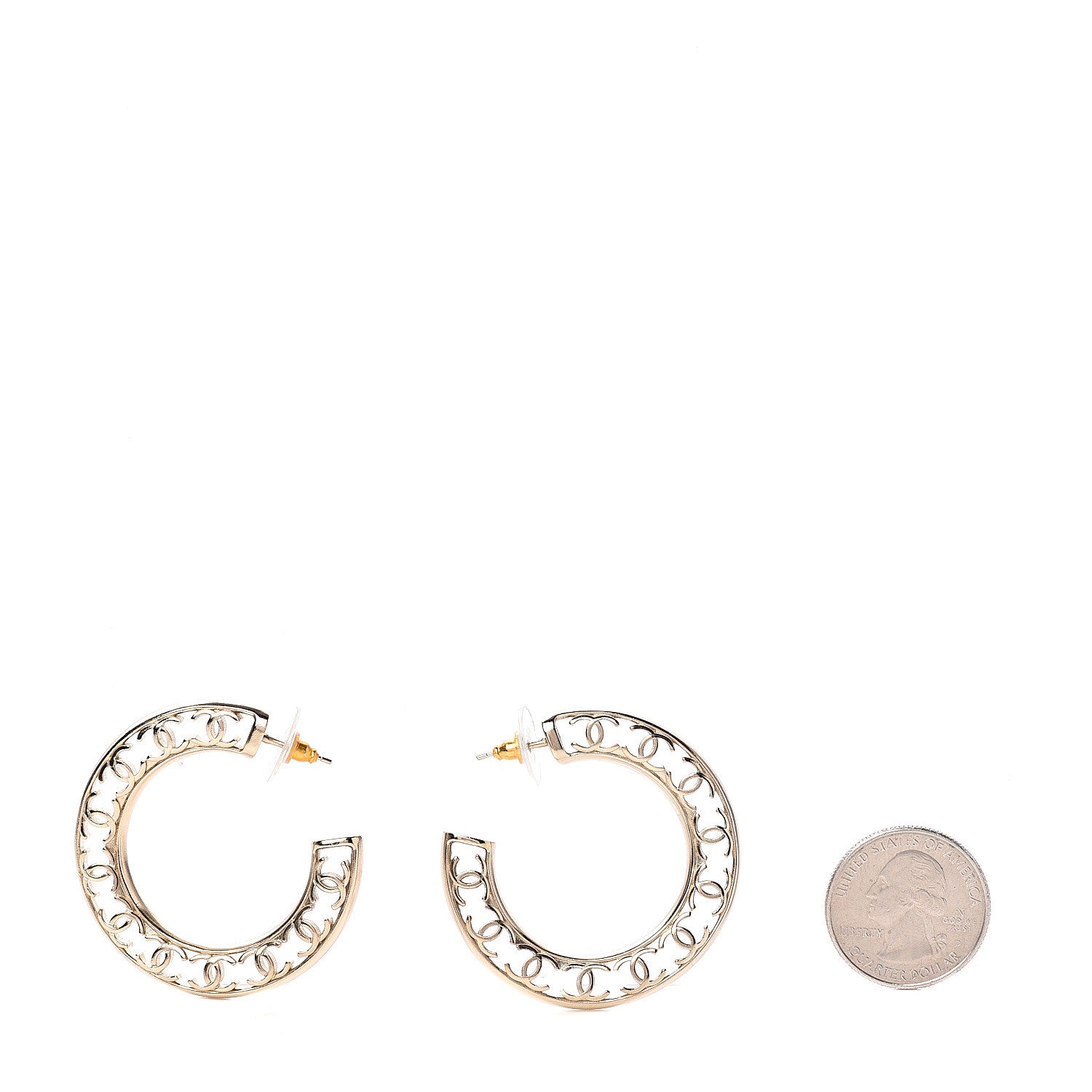 Chanel CC Hoop Earrings Gold 2 of 5