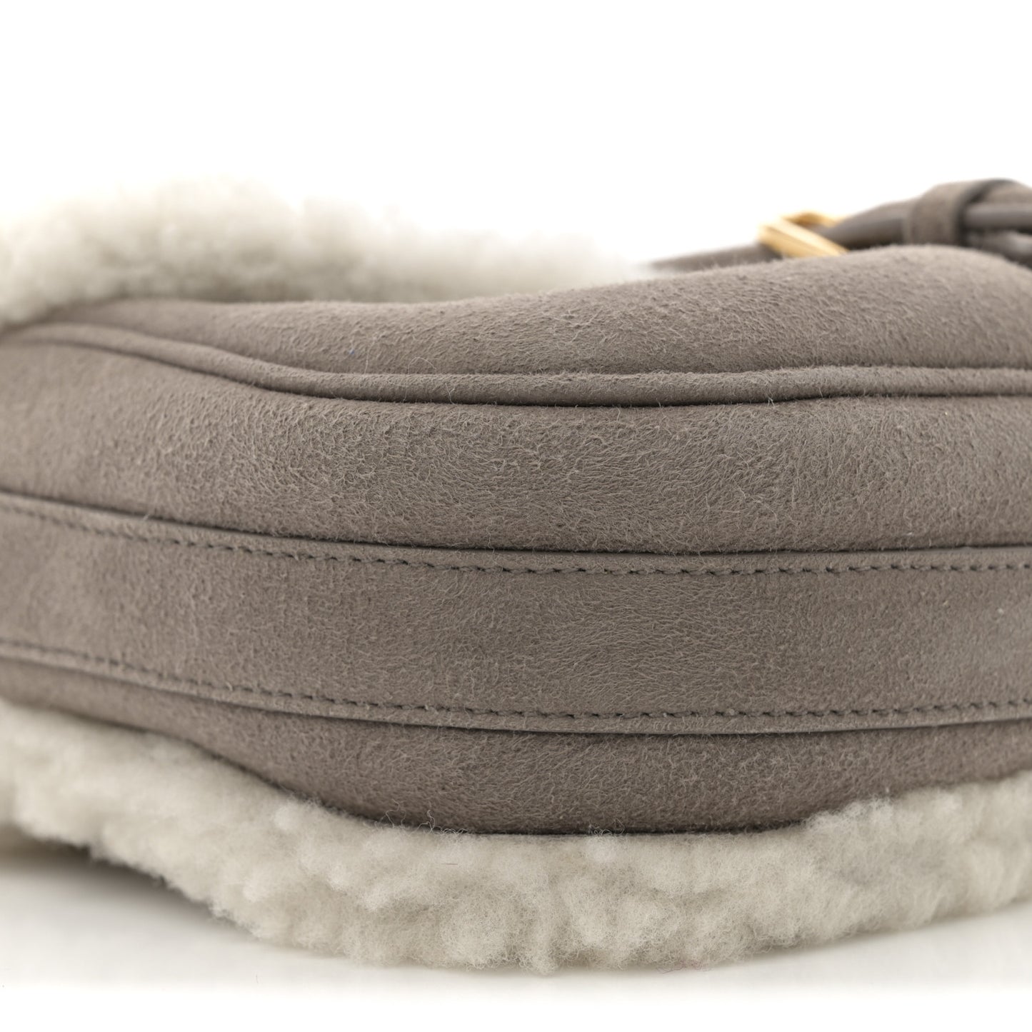 Suede Shearling Medium Bobby Flap Grey