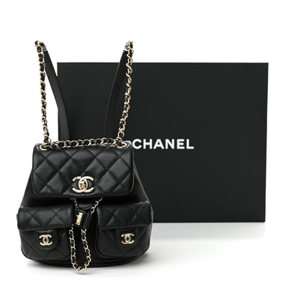 Chanel Shiny Caviar Quilted Small Duma Pockets Drawstring Backpack Black 11 of 11