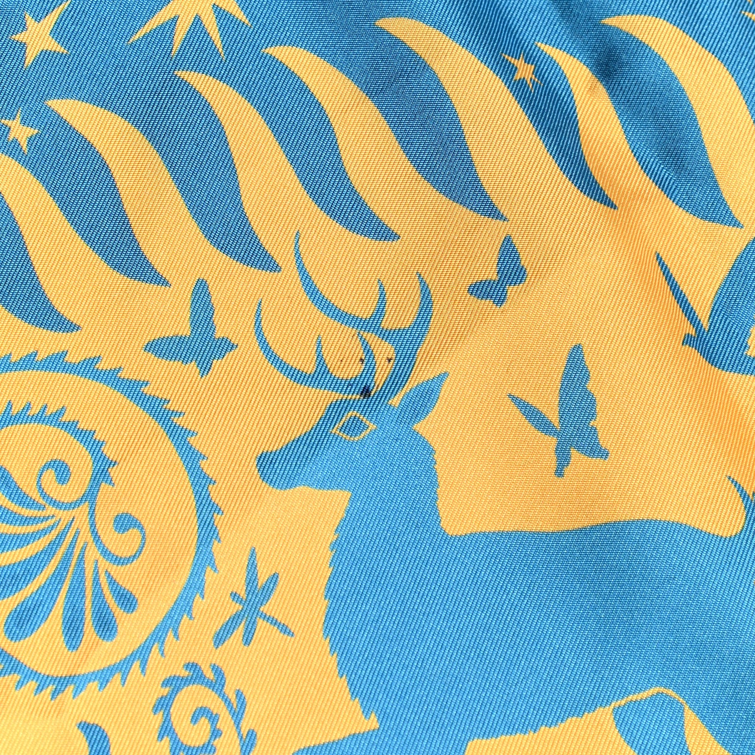 Hermes Silk Sous Le Charme d'Orphee Double Face Scarf 90 Marine Creme Vert 6 of 7