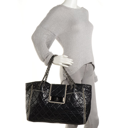 Chanel Lambskin Quilted East West Large Tote Black 2 of 7