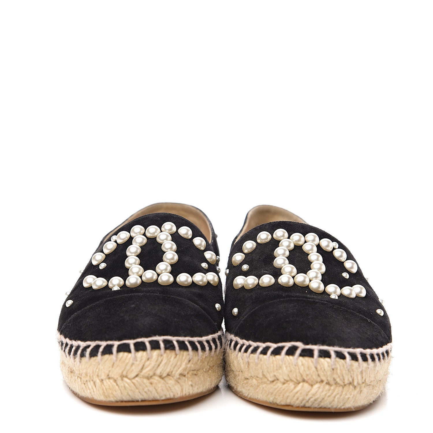 Chanel Suede Pearl CC Espadrilles 36 Black 2 of 9