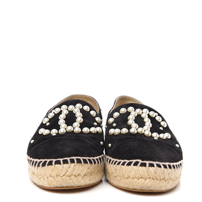 Chanel Suede Pearl CC Espadrilles 36 Black 2 of 9